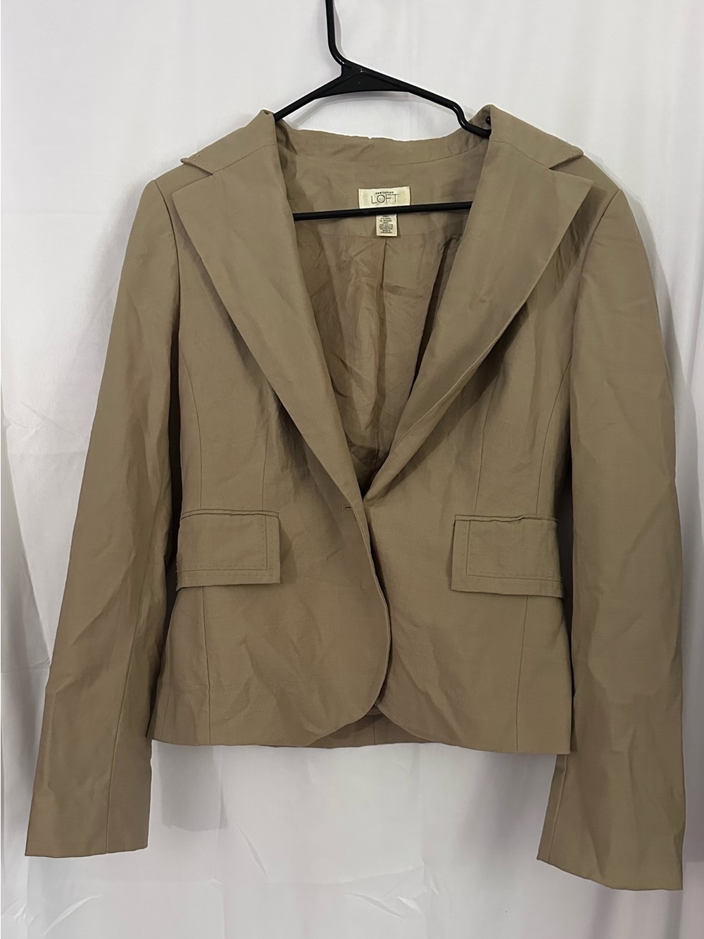 Ann Taylor LOFT Taupe Cropped Women's Blazer Jacket - Picture 2 of 7